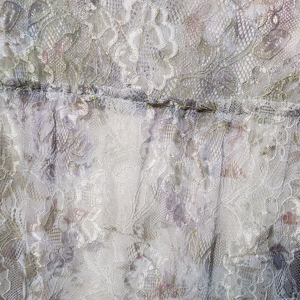 Zac & Rachel Women’s L Blouse Lace Fairy Whimsygoth Green Purple Burnout Look - Picture 6 of 10